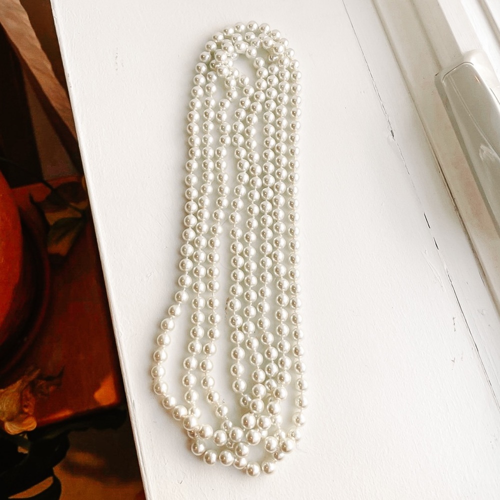 • premier designs long beaded faux pearl necklace•